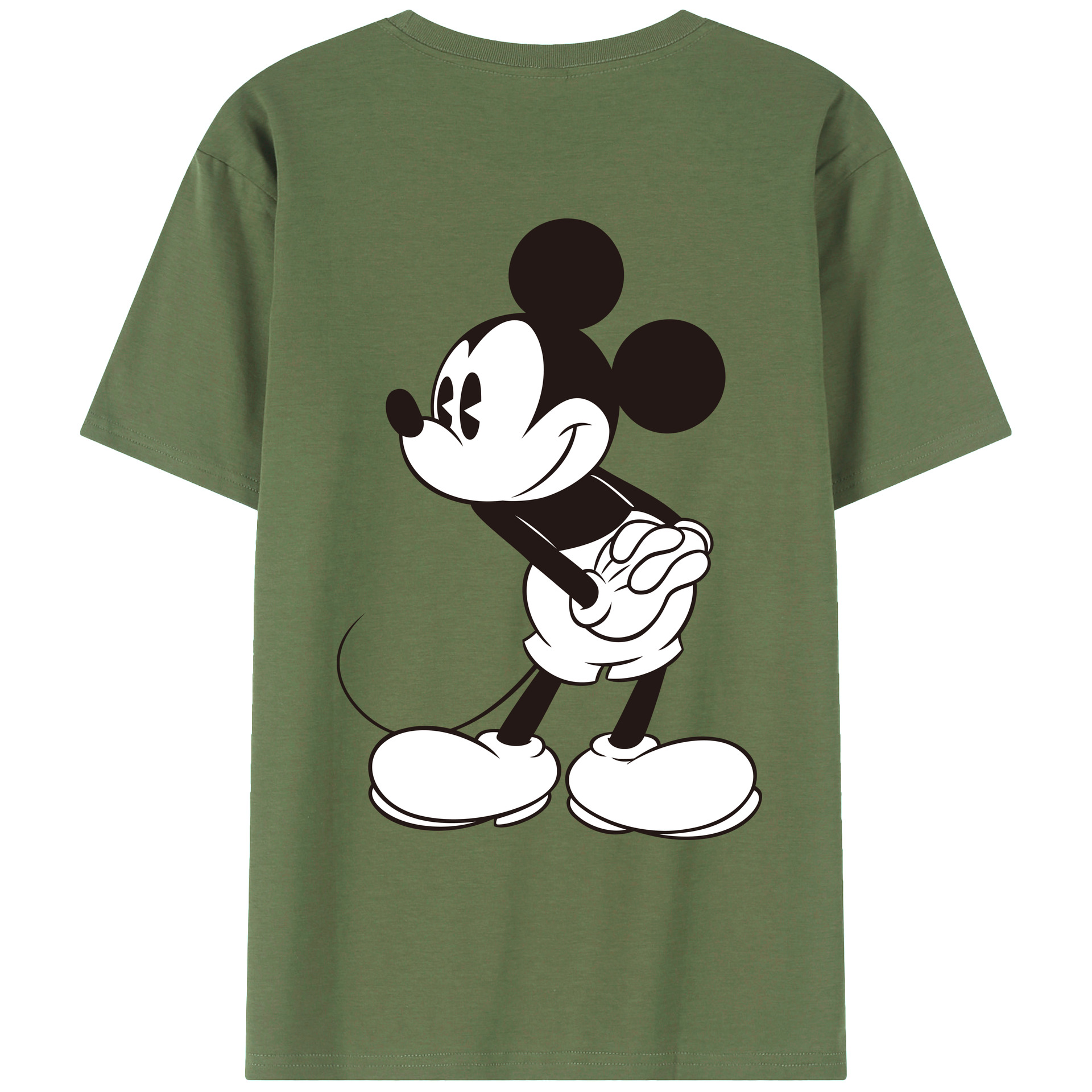 ミッキーマウス Mickey Mouse 綿100％ メンズ半袖Tシャツ（バックプリント） 通気性